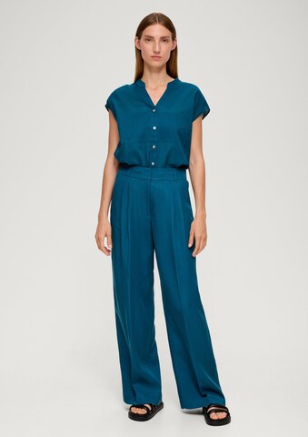 Wide Leg Pantalon à pince s.Oliver BLACK LABEL en bleu