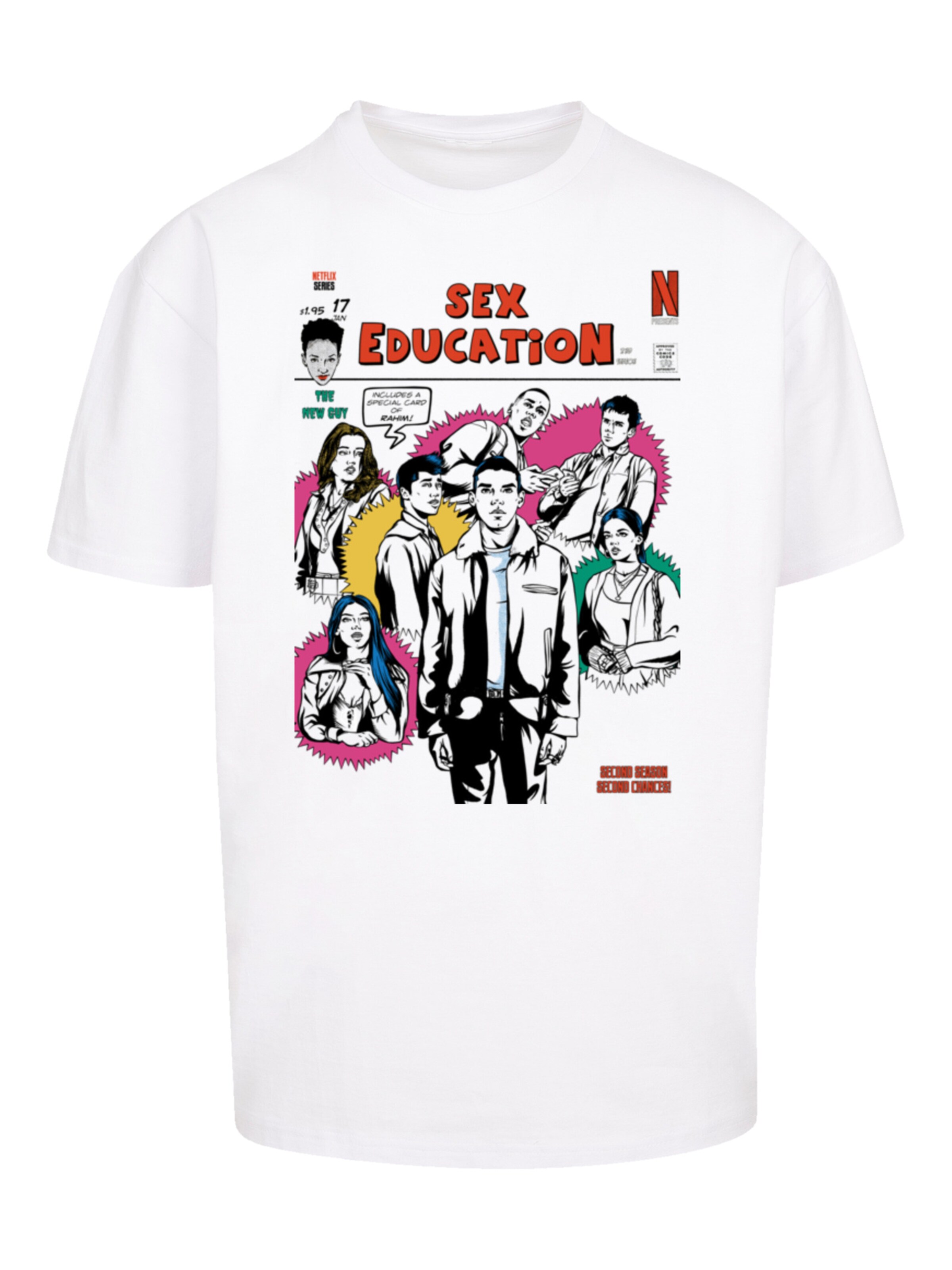 T-Shirt 'Sex Education Magazine Netflix TV Series' F4NT4STIC en blanc : devant