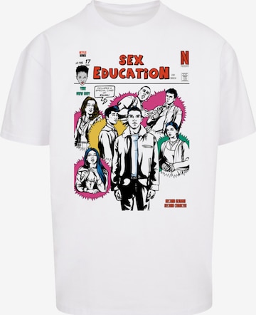 T-Shirt 'Sex Education Magazine Netflix TV Series' F4NT4STIC en blanc : devant