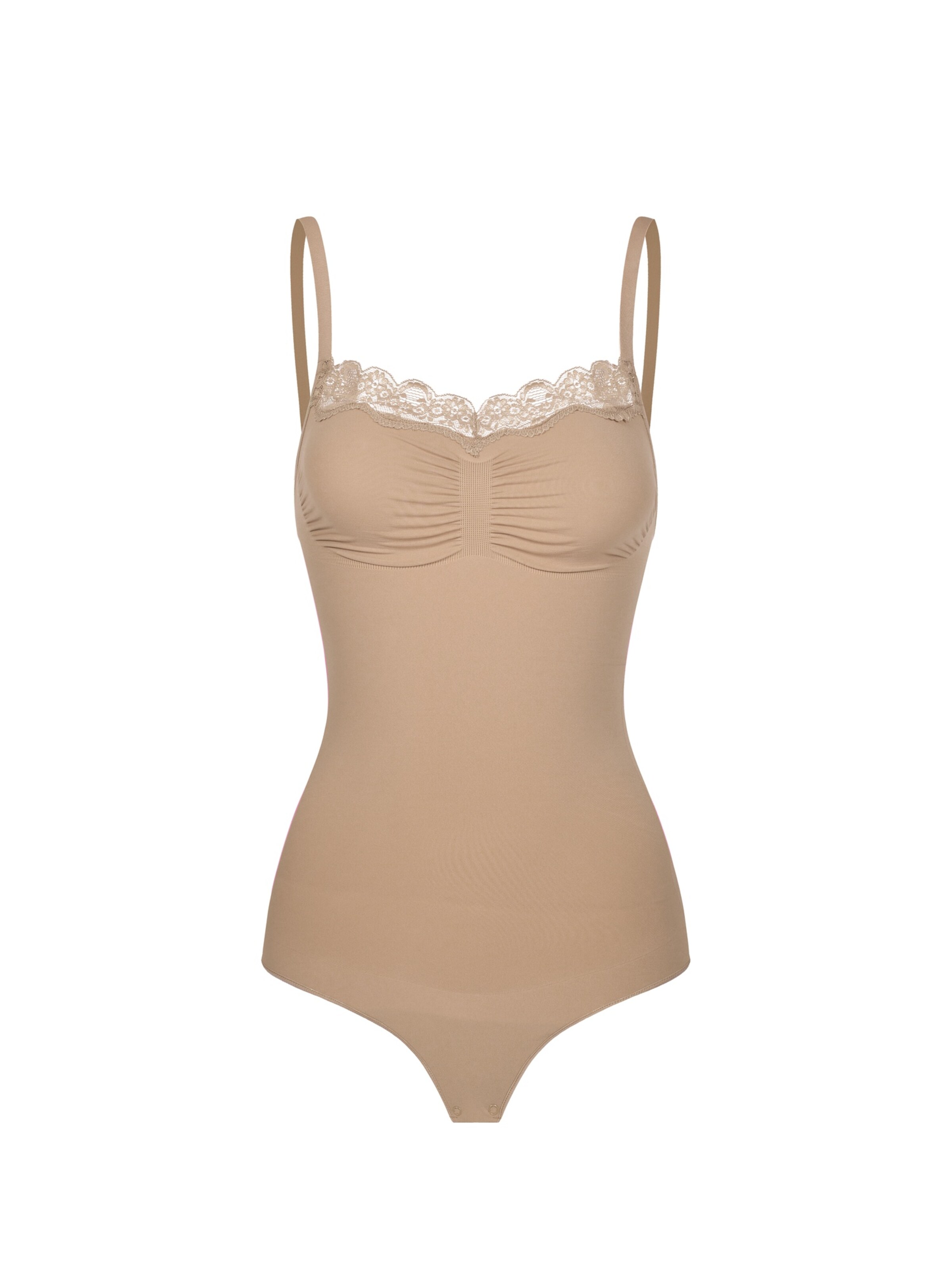 cfab (formerly creamy fabrics) Shaping bodysuit 'Bodysuit Sculpting Shapewear mit Lace' in Beige: front