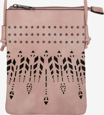 styleBREAKER Umhängetasche 'Mini Umhängetasche Ethno Cutout und Nieten' in Pink: Vorderseite