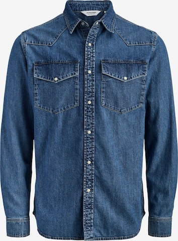 JACK & JONES Button Up Shirt 'Western' in Blue: front