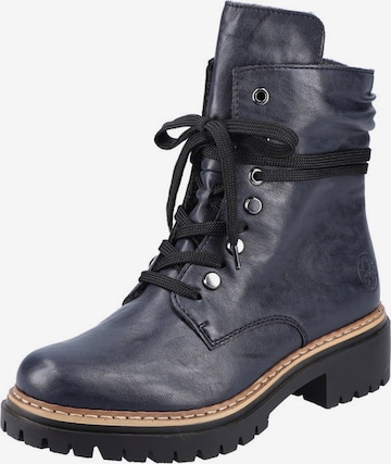 Rieker Lace-Up Ankle Boots in Blue: front