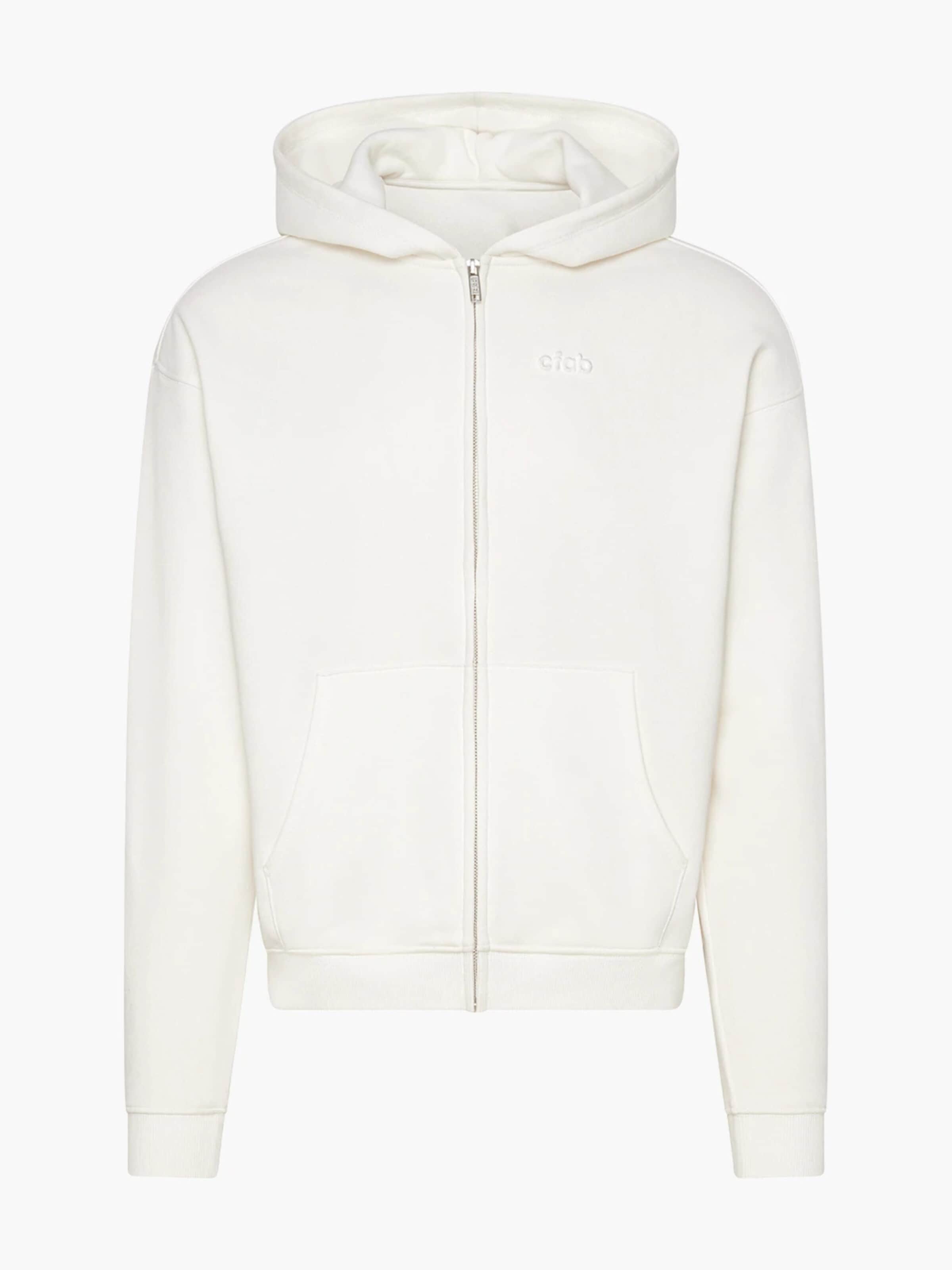 Sweat-shirt 'Relaxed Zip' cfab (formerly creamy fabrics) en blanc : devant