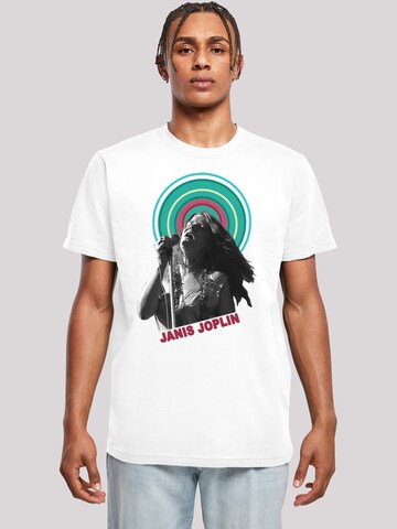 T-Shirt 'Janis Joplin Halo Photo' F4NT4STIC en blanc : devant