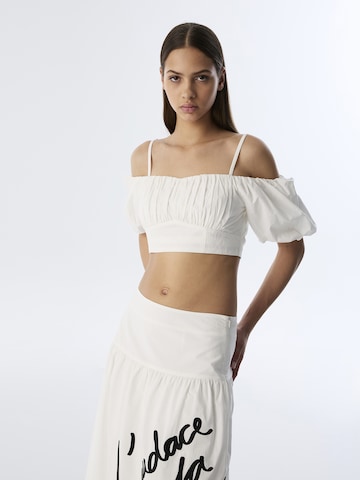 Twist Top 'Poplin' in Wit: voorkant