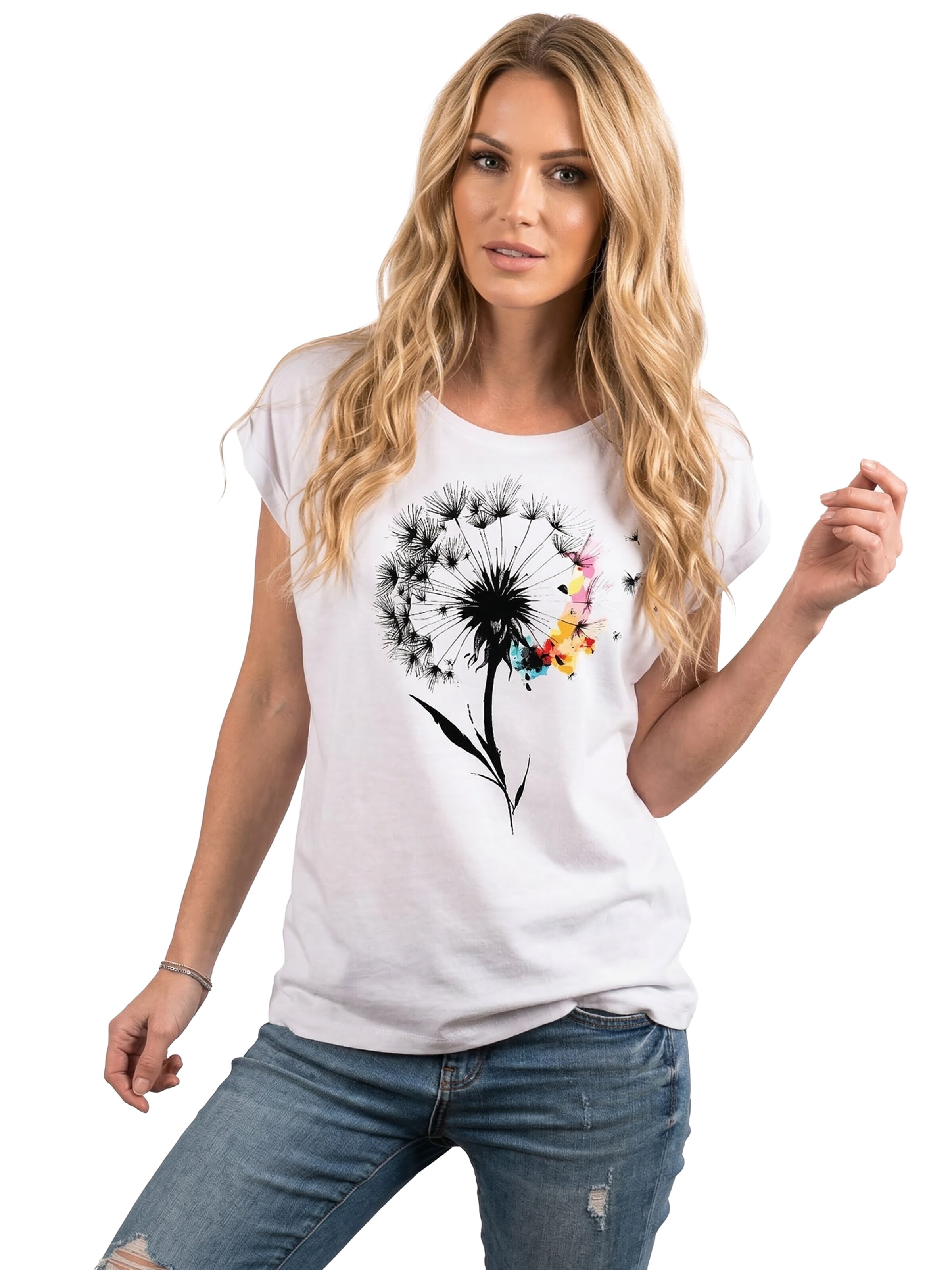MAKAYA Shirt 'Pusteblume' in White: front
