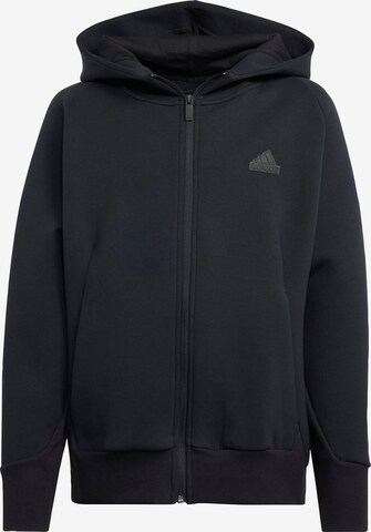 ADIDAS PERFORMANCE Athletic Zip-Up Hoodie 'Z.N.E.' in Black: front