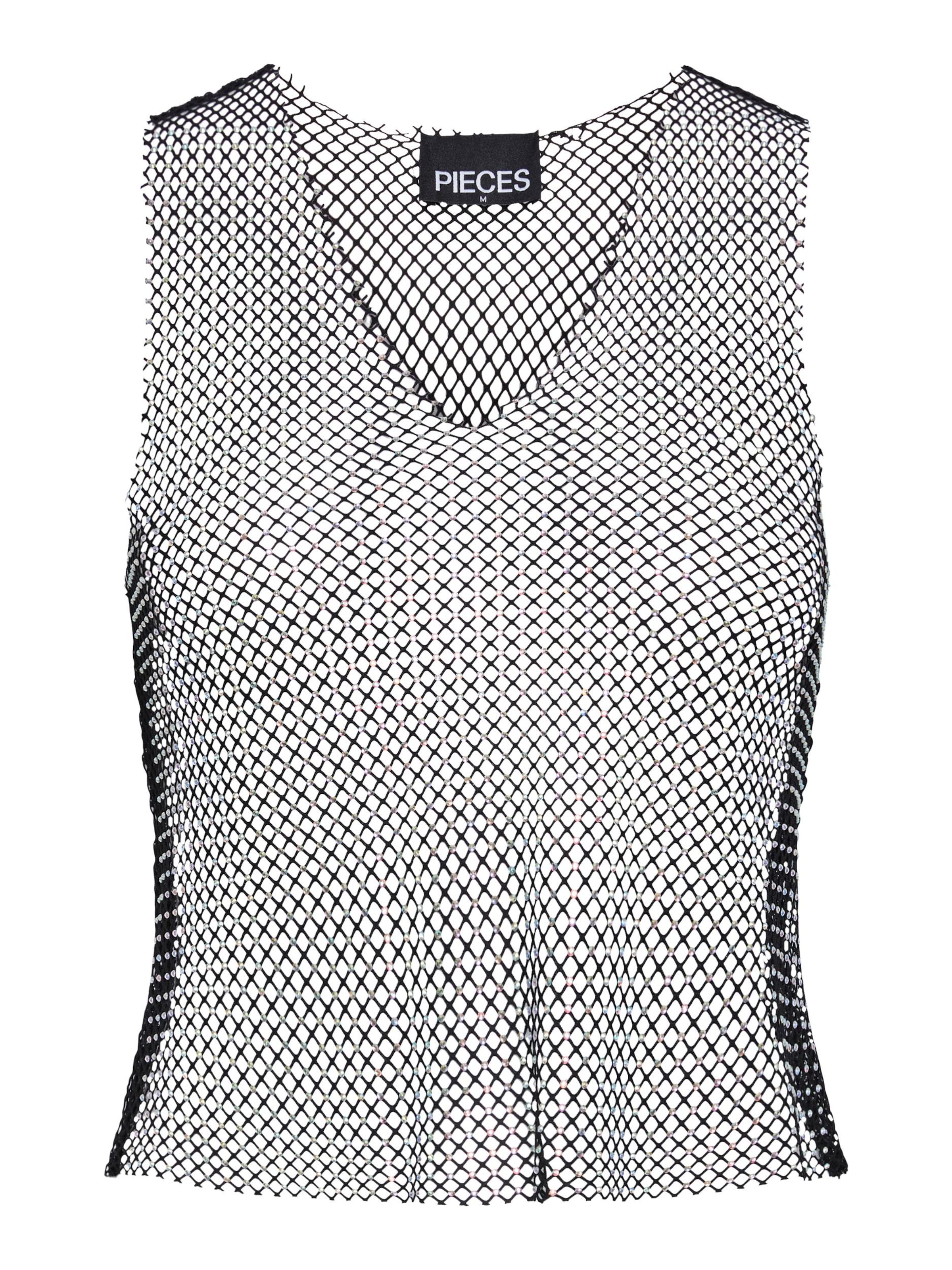 Top 'PAIGE' di PIECES in nero: frontale