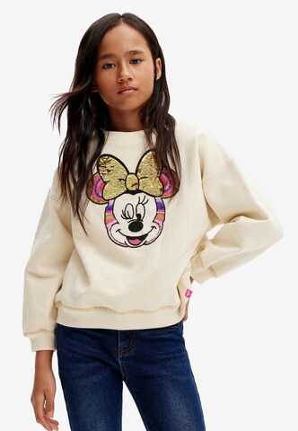 Sweat-shirt Desigual en beige : devant