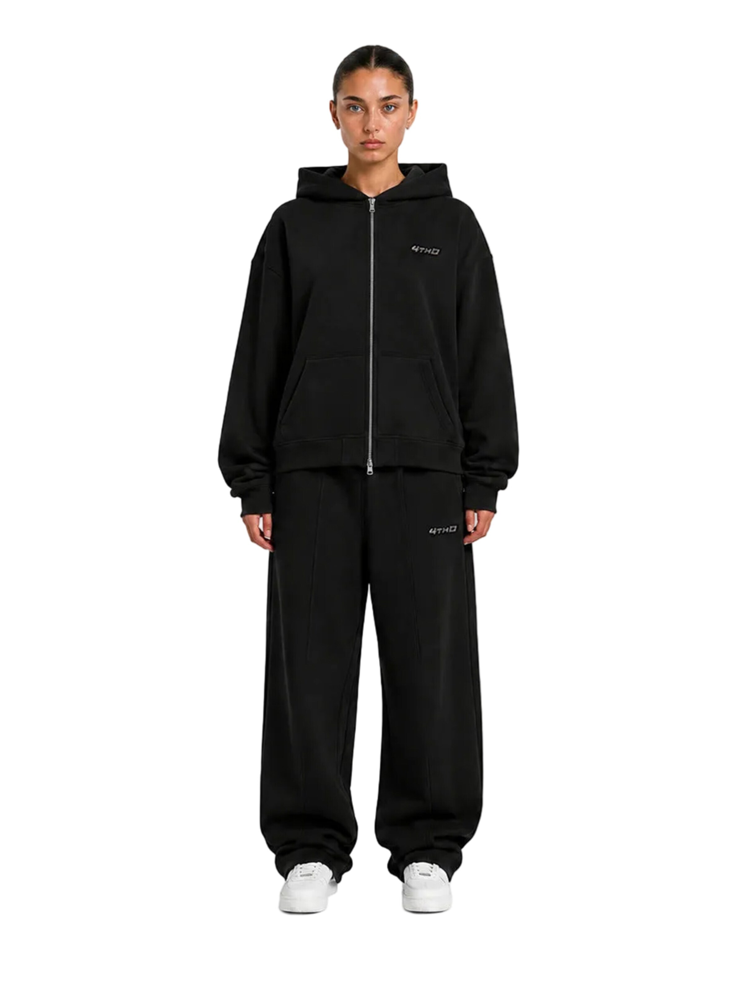 Giacca di felpa sportiva 'Zip Hoodie - Black' di 4thD in nero