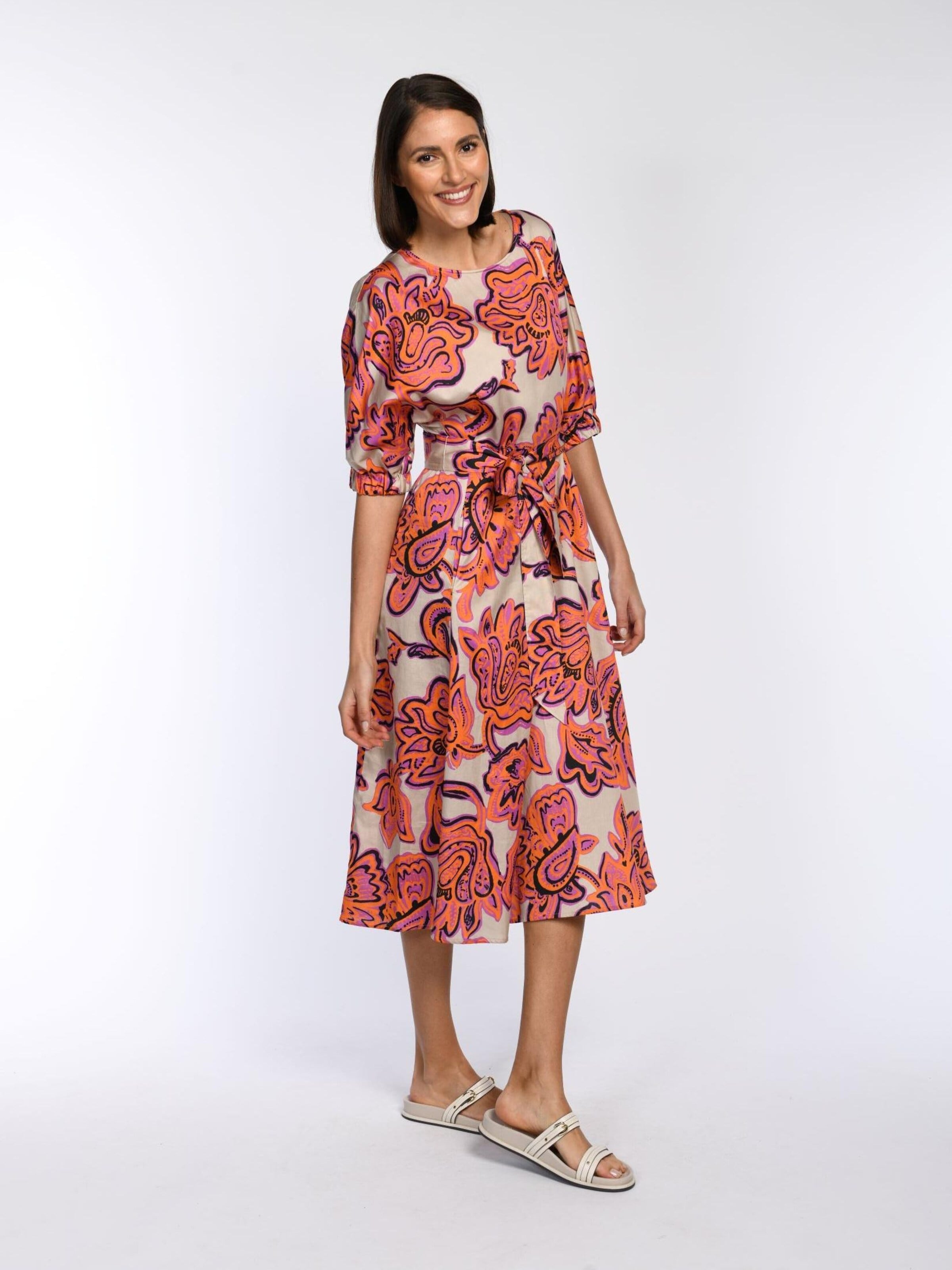 White Label by RoFa Sommerkleid 'Bedrucktes Baumwollkleid in Midilänge'‌‌‌‌‌ in Rot: Vorderseite