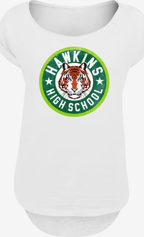 F4NT4STIC Shirt 'Stranger Things Hawkins Tiger Circle Netflix TV Series' in Wit: voorkant