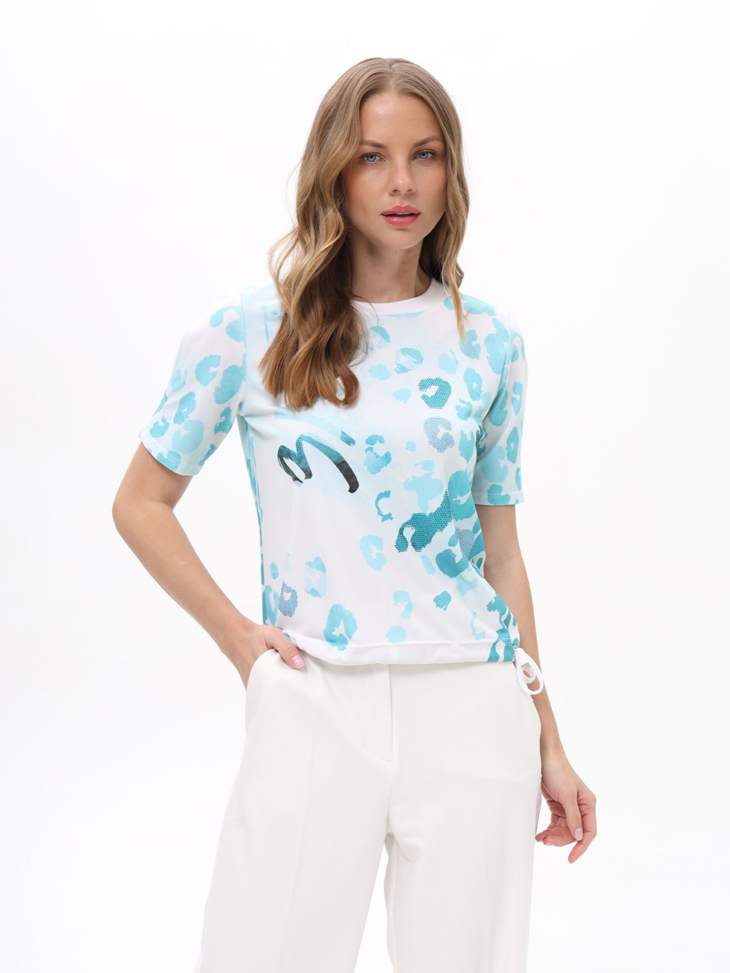 Passioni Shirt 'T-Shirt mit Leomuster' in Blue: front
