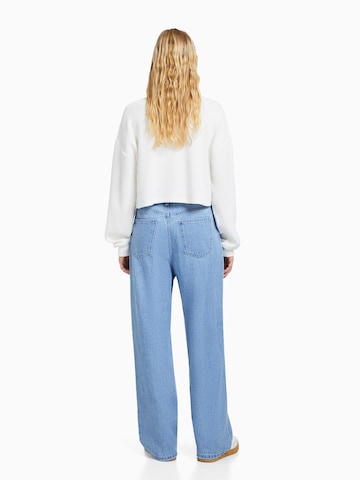 Wide leg Jeans de la Bershka pe albastru