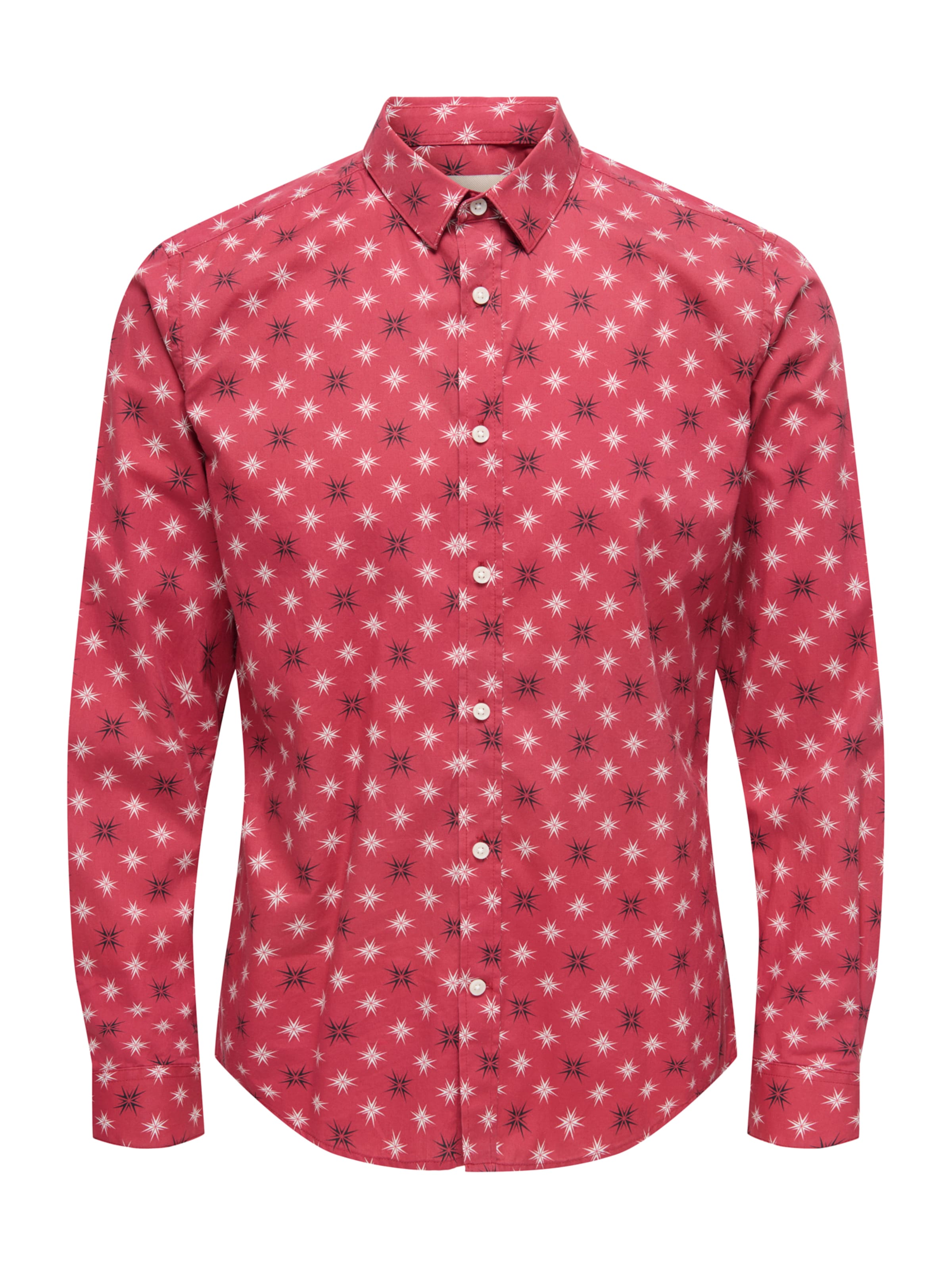 Only & Sons Slim fit Πουκάμισο 'ONSElf Xmas' σε κόκκινο: μπροστά