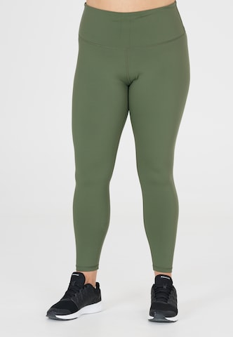 Q by Endurance Skinny Sportbroek 'Floriee' in Groen: voorkant