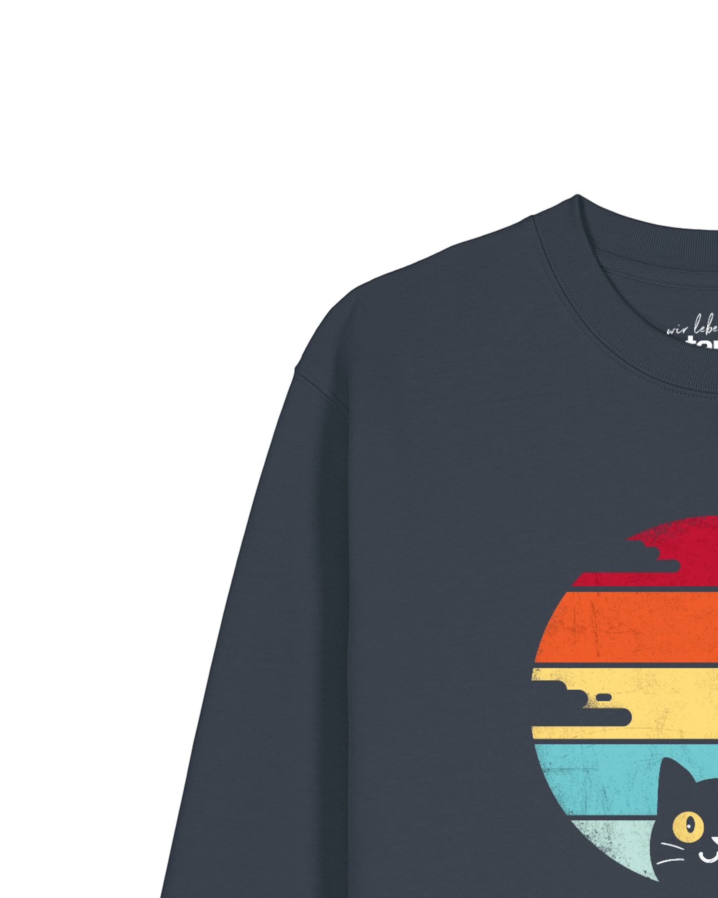 Watapparel Sweatshirt 'Retro Sunset Cat' in Grau
