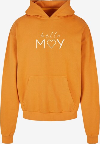 Merchcode Sweatshirt 'Spring - Hello May' in Orange: predná strana