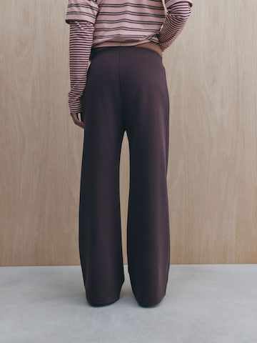 Wide leg Pantaloni di self. in marrone