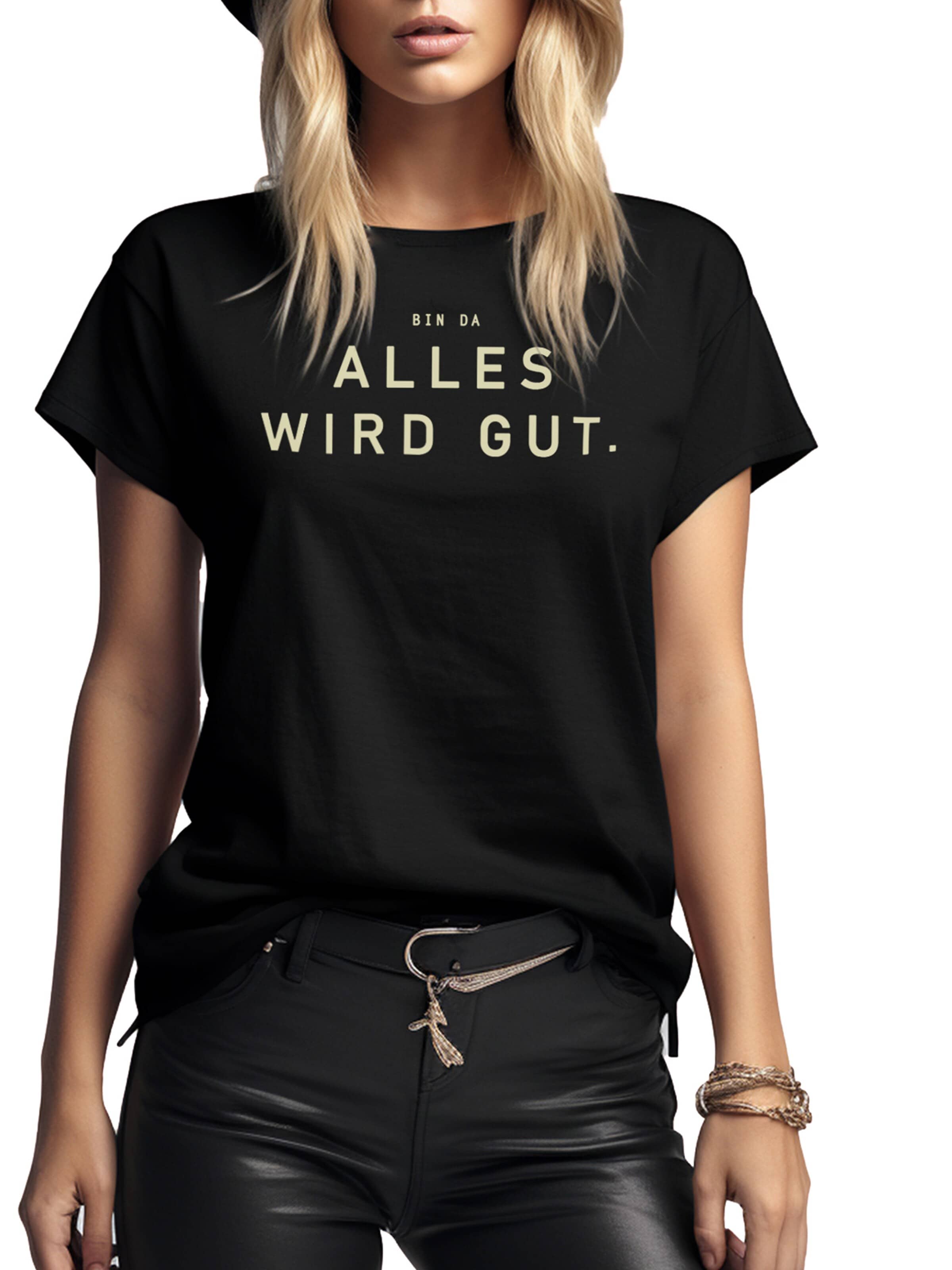 MAKAYA Shirt 'Bin da alles wird gut' in Black