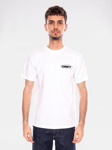 Maglietta 'Global Impact Tee White' di Obey in bianco: frontale