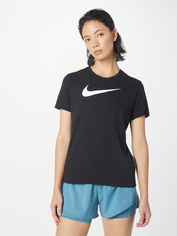 Tricou funcțional 'Swoosh' de la NIKE pe negru: față