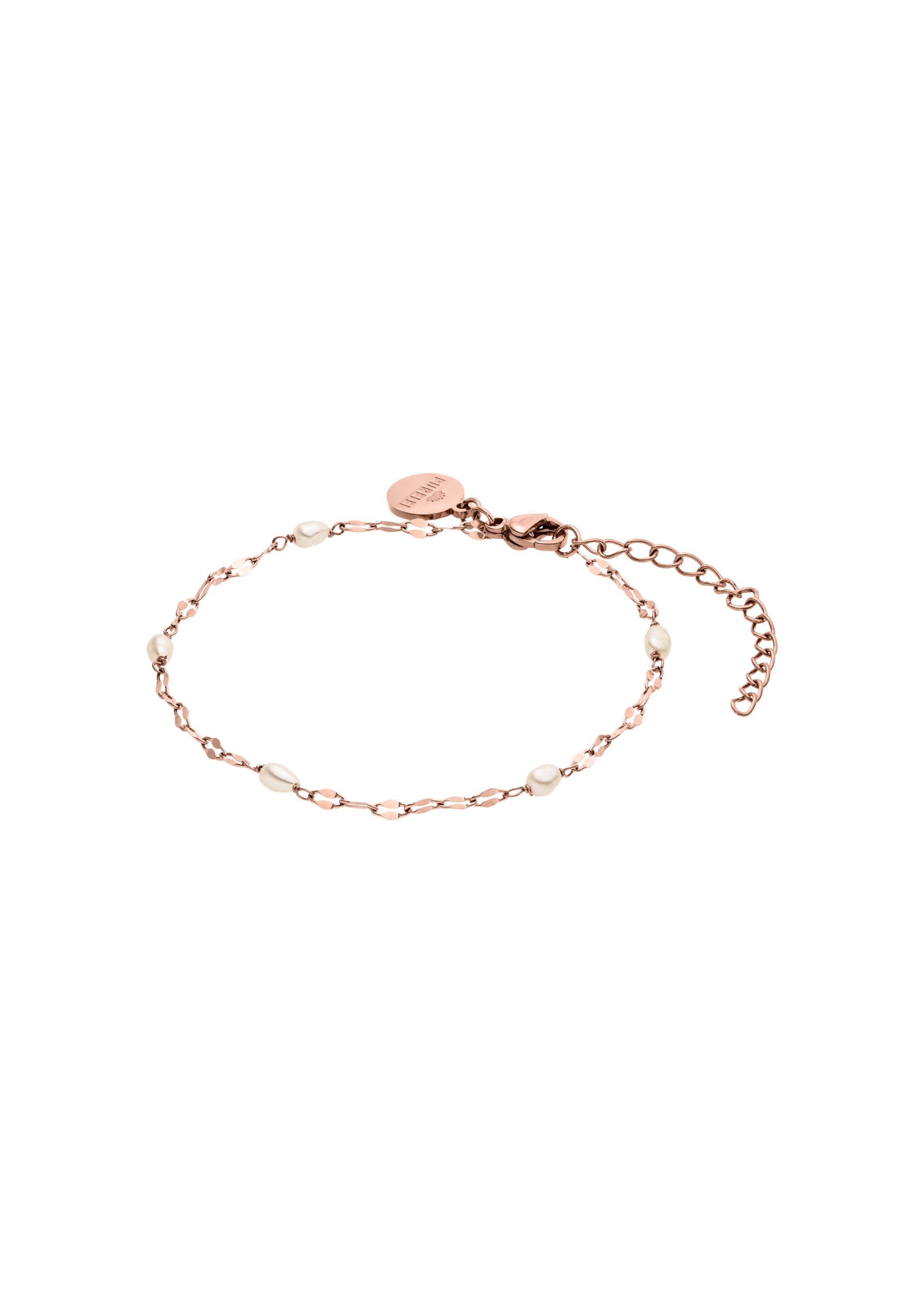 PURELEI Armband 'Delicate Pearl' in de kleur Rose-goud / Parelwit, Productweergave