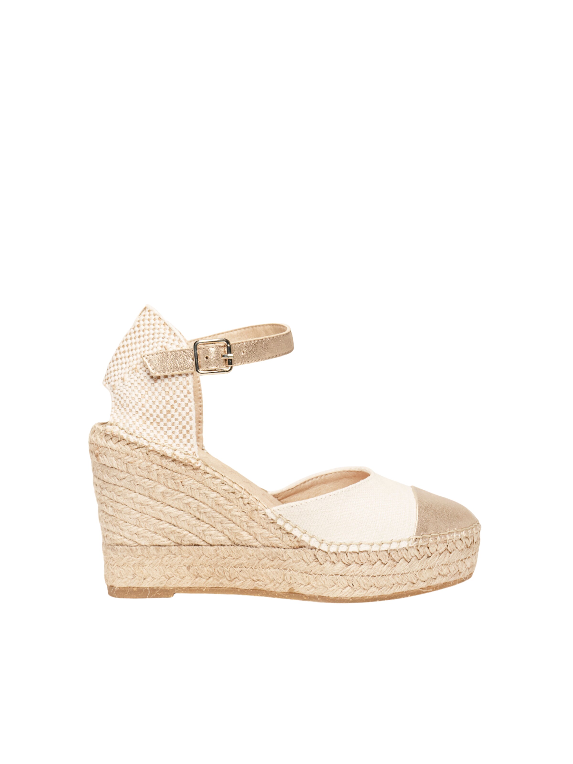 Alhamas Strap sandal 'Alpargata Cuña 10 cm' in Gold: front