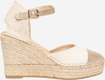 Alhamas - Sandalias con hebilla 'Alpargata Cuña 10 cm' en oro: frente