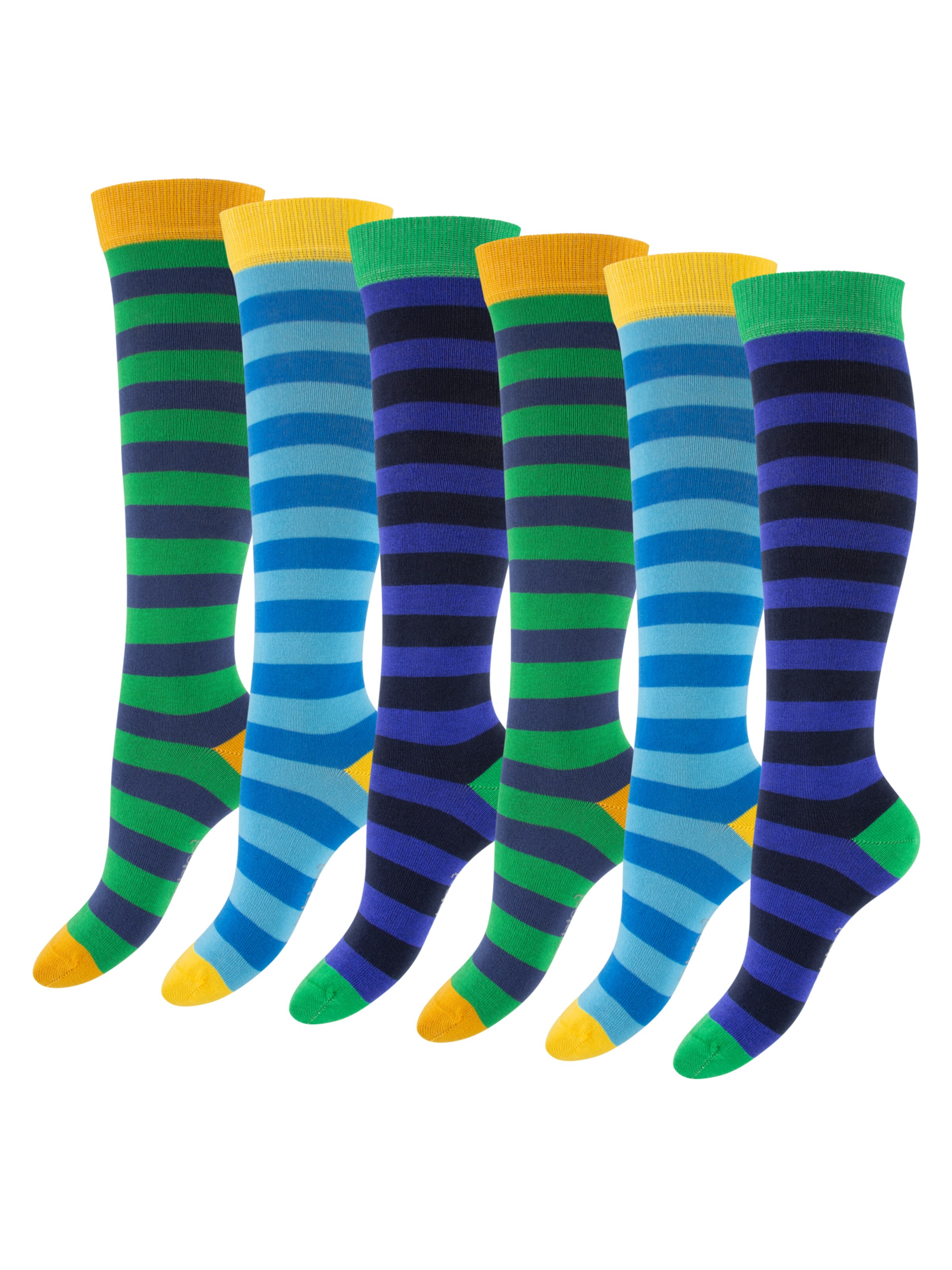 footstar Kniestrümpfe 'Ringel'‌‌‌ in Blau: Vorderseite
