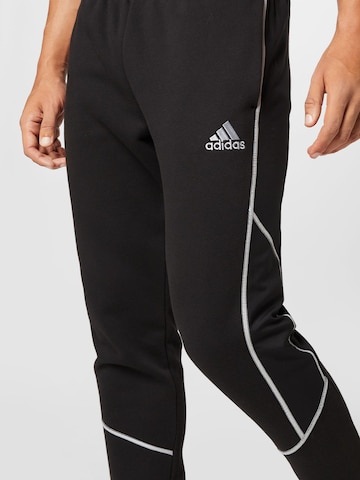 ADIDAS SPORTSWEAR Regular Workout Pants 'Essentials Reflect-In-The-Dark Fleece' in Black