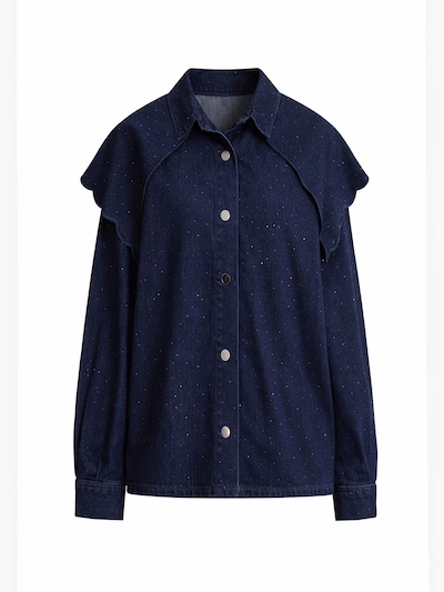 IT'S BASIC Oversized shirt 'Oversized Rhinestone Denim Shirt' in de kleur Indigo, Productweergave