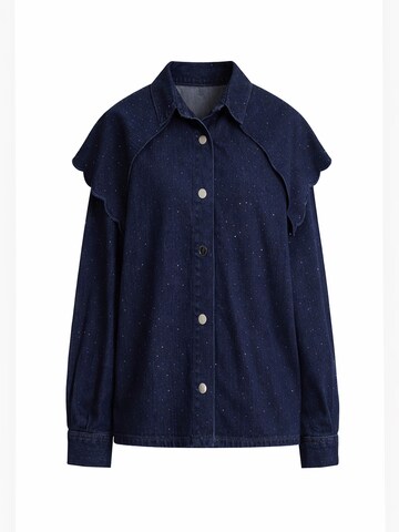 IT'S BASIC Oversized shirt 'Oversized Rhinestone Denim Shirt' in Blauw: voorkant