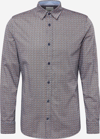 Coupe slim Chemise TOM TAILOR en bleu : devant