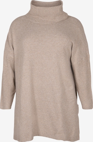 Zizzi Sweater 'CASUNNY' in Brown: front