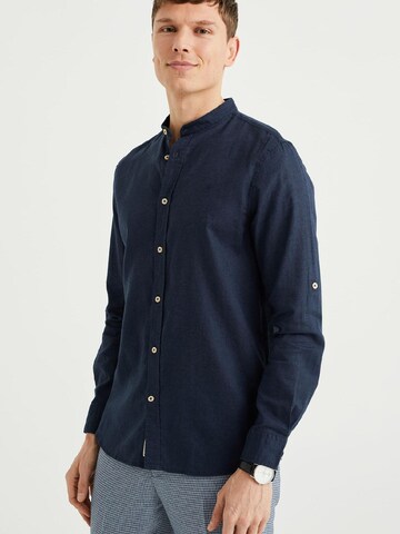 WE Fashion Slim fit Button Up Shirt in Blue