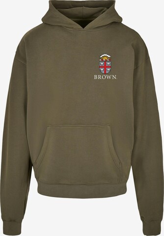 Merchcode Sweatshirt 'Brown University - Emblem' in Groen: voorkant