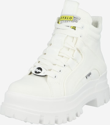 BUFFALO - Botines con cordones 'ASPHA NC MID - COTTON' en blanco: frente