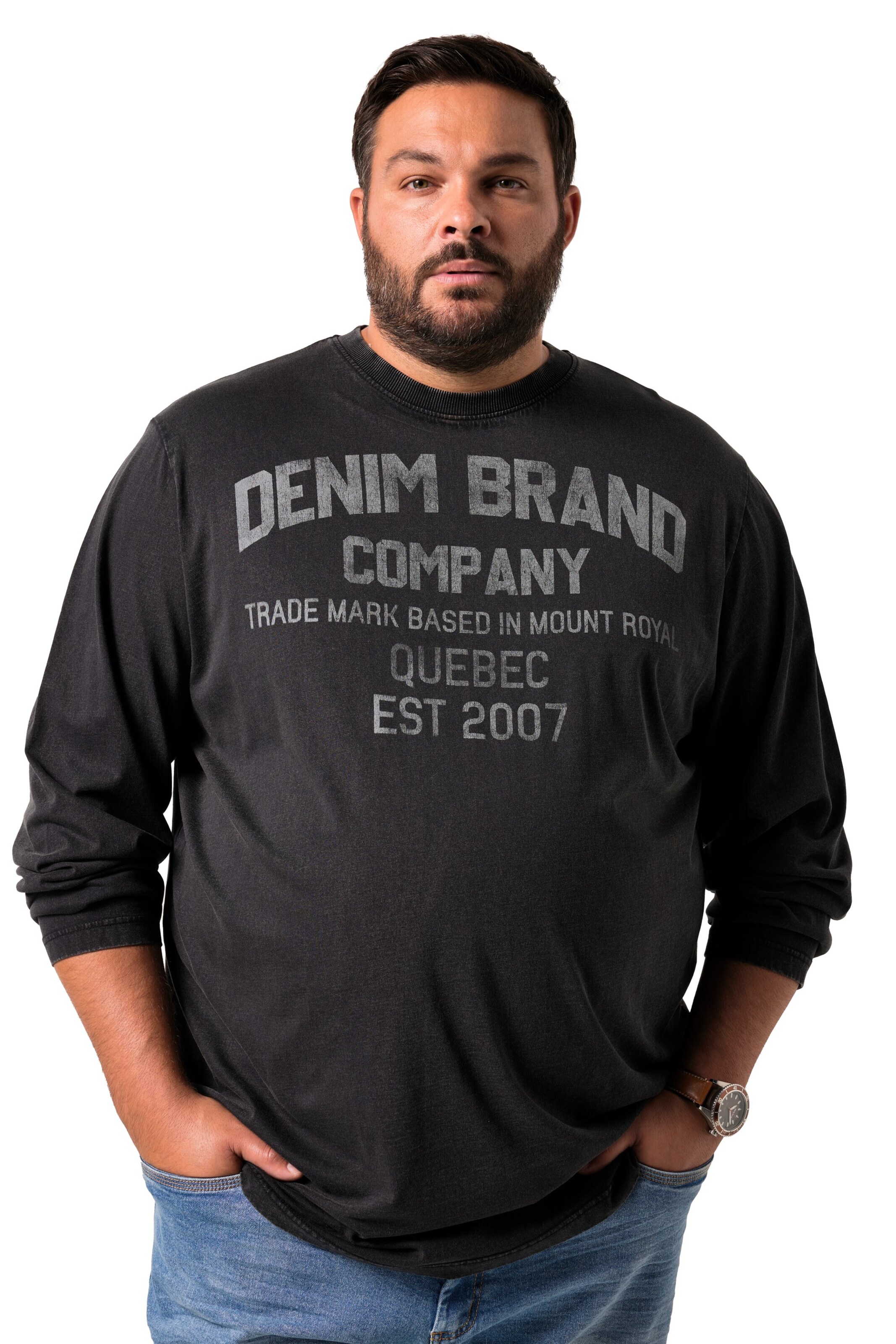 Men Plus Shirt in Zwart: voorkant