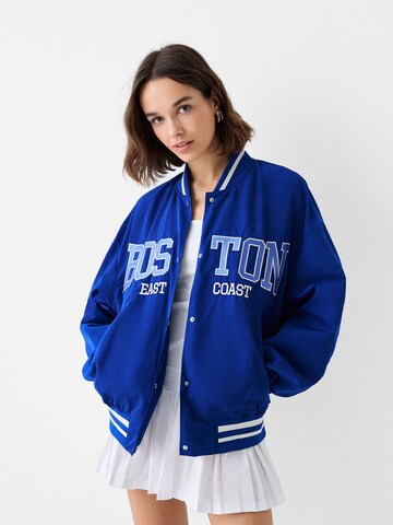 Bershka Between-Season Jacket in Blue: front