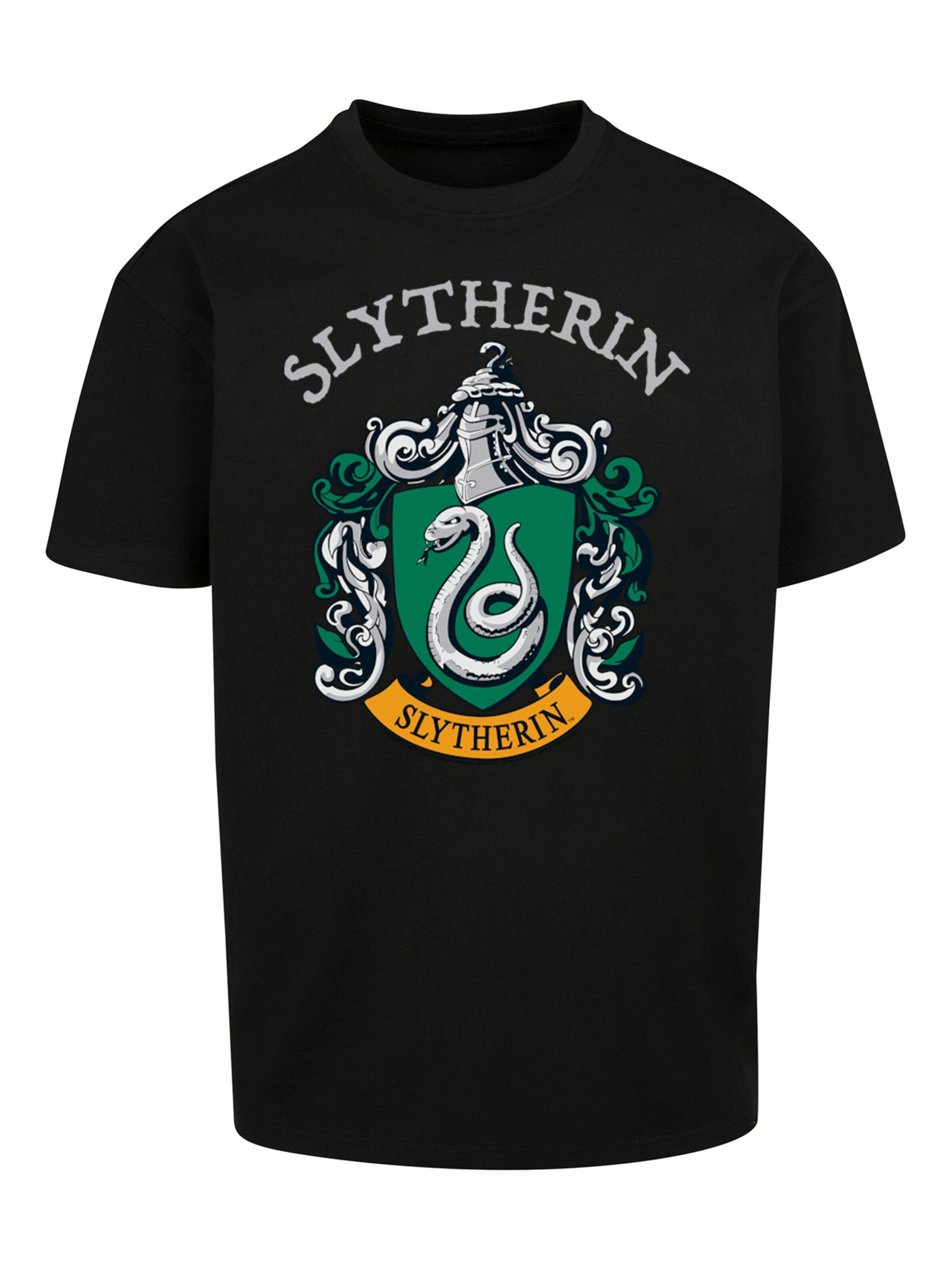 F4NT4STIC Shirt 'Harry Potter Slytherin Crest' in Zwart: voorkant