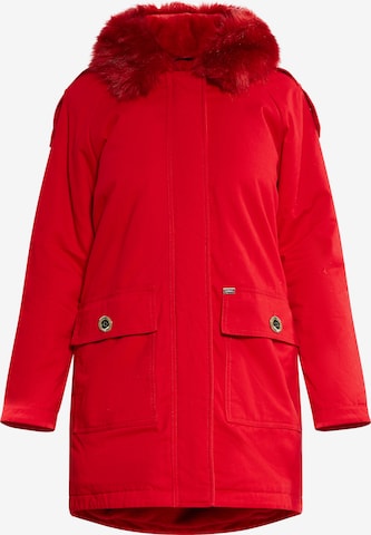 Cappotto invernale 'Minya' di faina in rosso: frontale