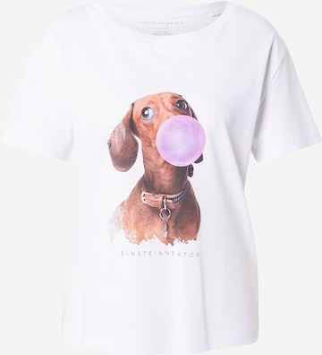 balta EINSTEIN & NEWTON Marškinėliai 'Bubble Dackel': priekis