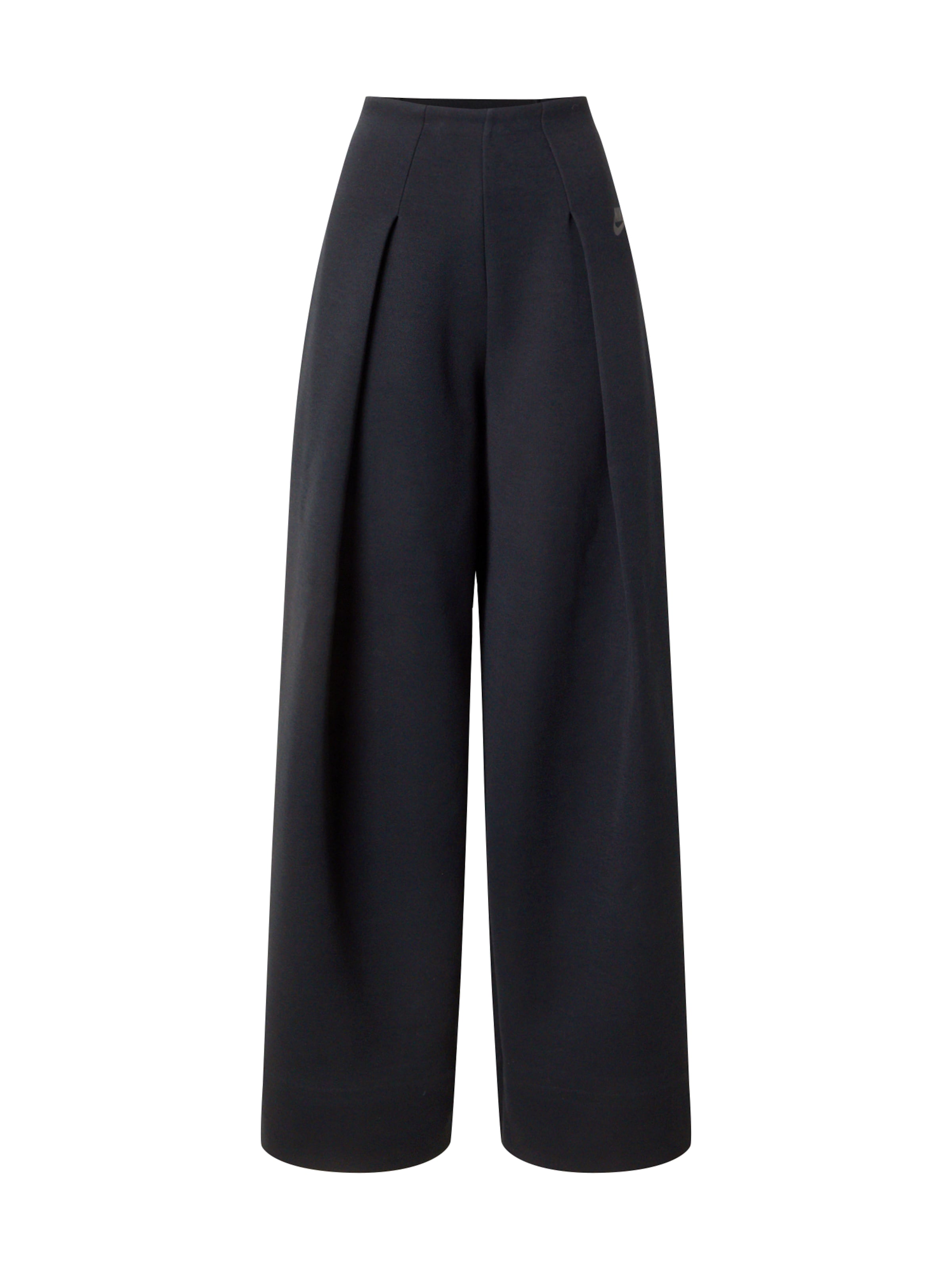 Wide leg Pantaloni con pieghe 'Tech Fleece' di Nike Sportswear in nero: frontale