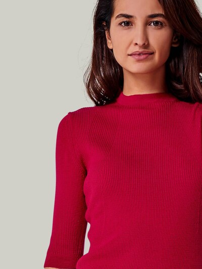 YOU LOOK PERFECT Tröja 'PULLOVER DARIA - Kurzarm Pullover mit Stehkragen' i XS i körsbärsröd, Produktvy