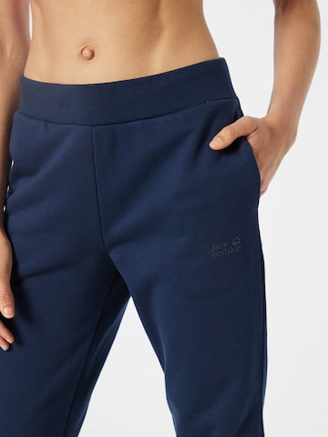 JACK WOLFSKIN Tapered Sports trousers 'Essential' in Blue