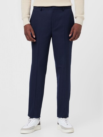 TOPMAN Regular Pleated Pants in Blue: front