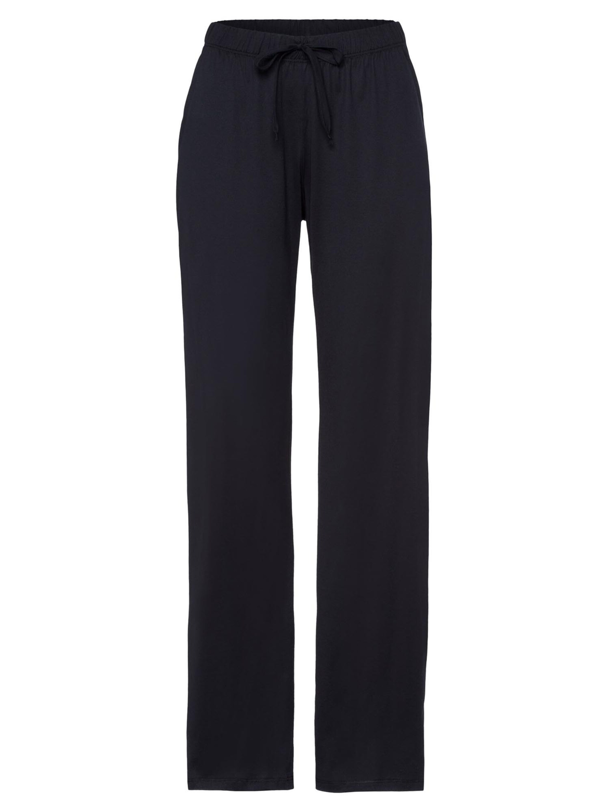 Hanro Pajama Pants 'Cotton Deluxe' in Black: front
