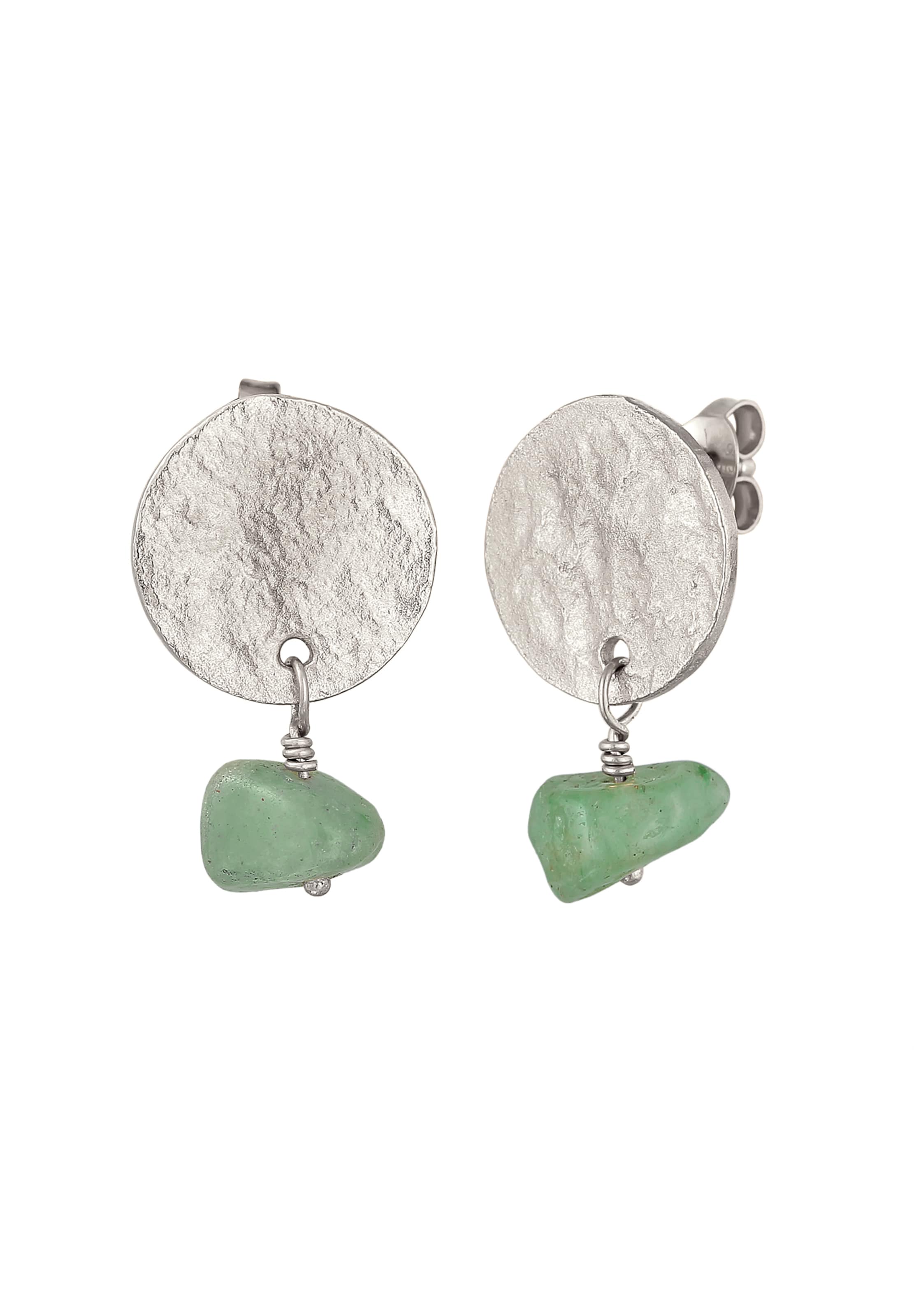 ELLI PREMIUM Ohrringe Plättchen in Grün: Vorderseite